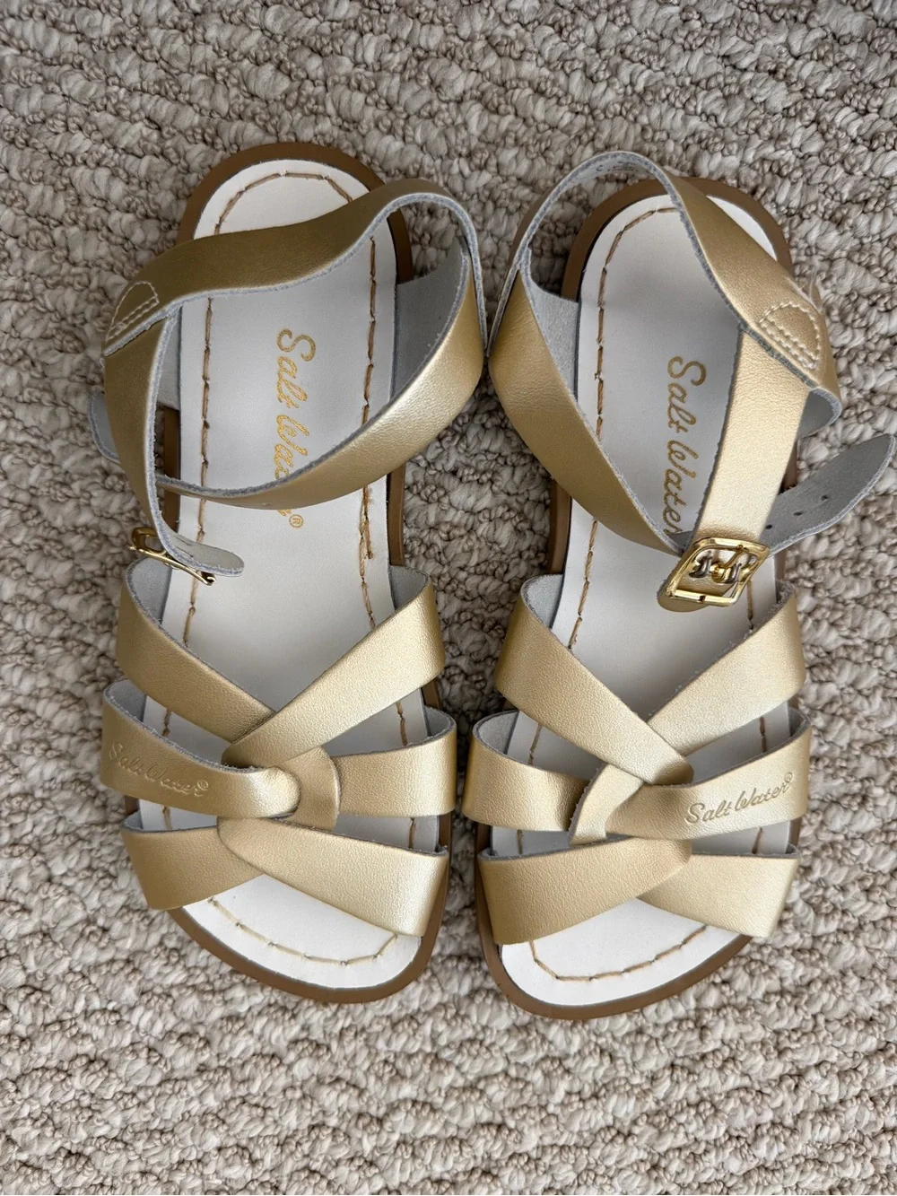 Salt Water Sandals Metallic Gold Strappy Kids Sandals